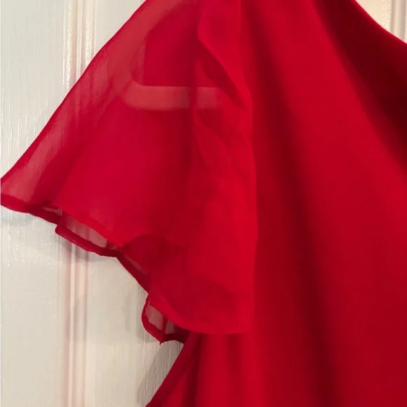 Jones Wear NWT Lined Red Silk Midi Dress Women’s Size 16 Workwear - Picture 3 of 7